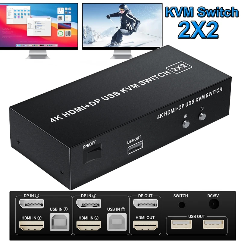 Kvm Switch Dual Monitor - HDMI KVMSwitcher Dual Monitors 4K 60Hz