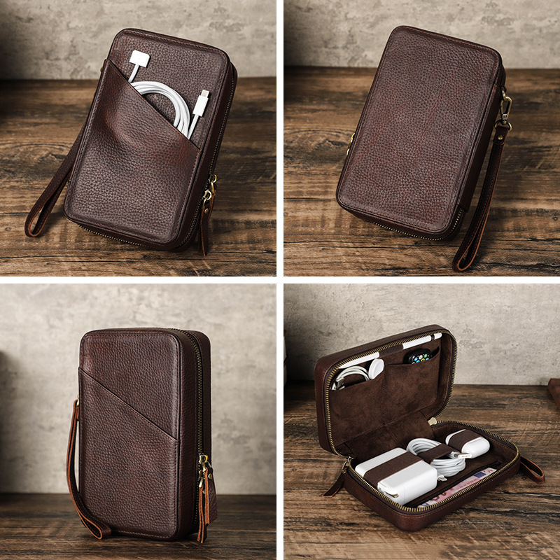 Vintage Brown Genuine Cowhide  - đánh giá và giá Office Tech Bag