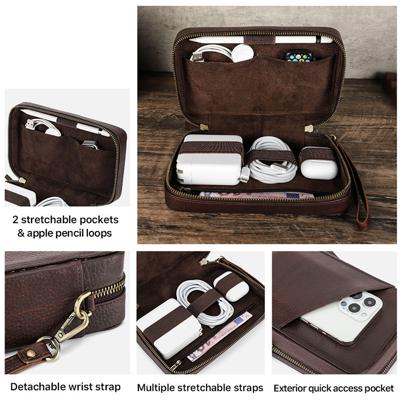 Vintage Brown Genuine Cowhide  - đánh giá và giá Office Tech Bag