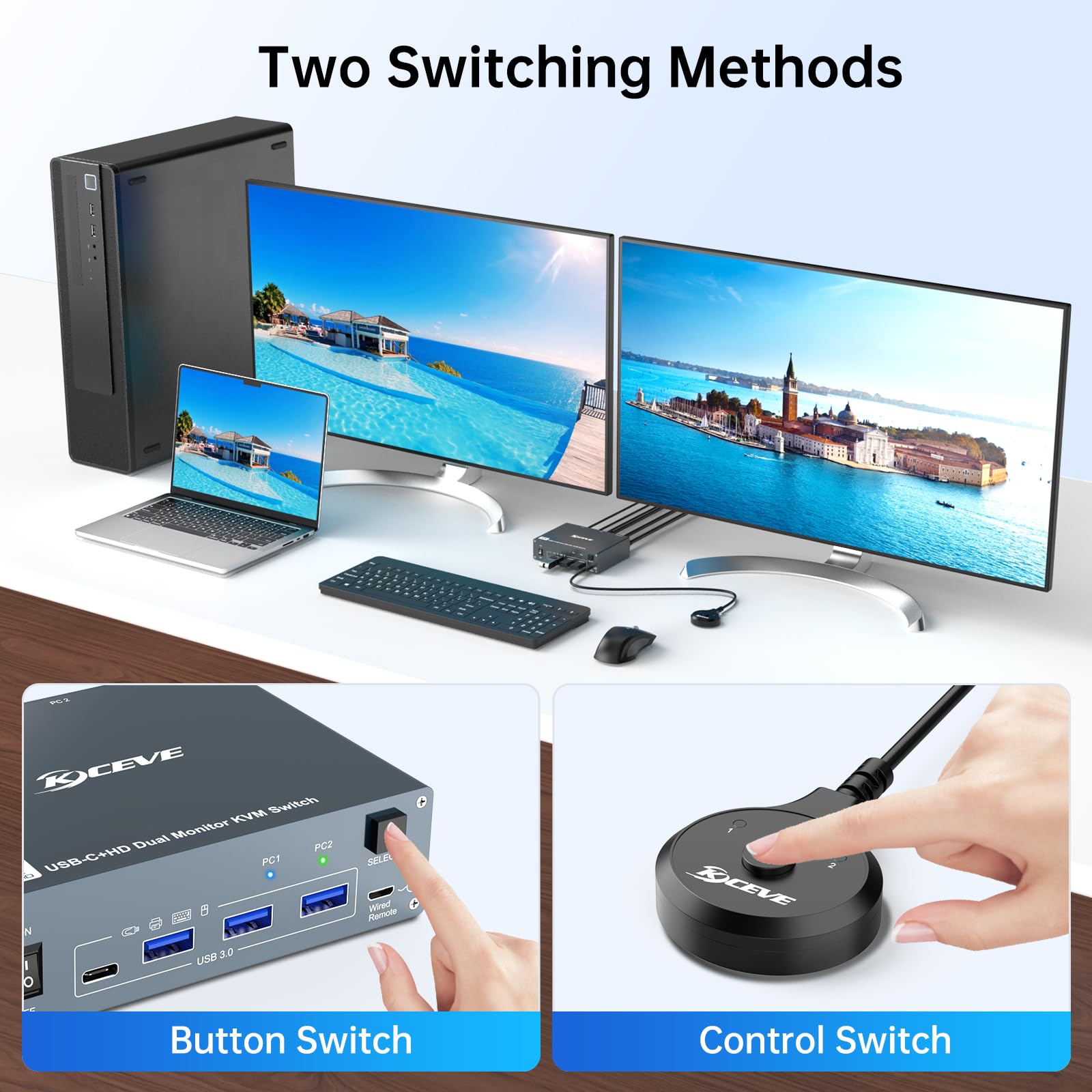 USB C HDMI KVM Switch 2 Monito - đánh giá và giá Kvm Switch Dual Monitor