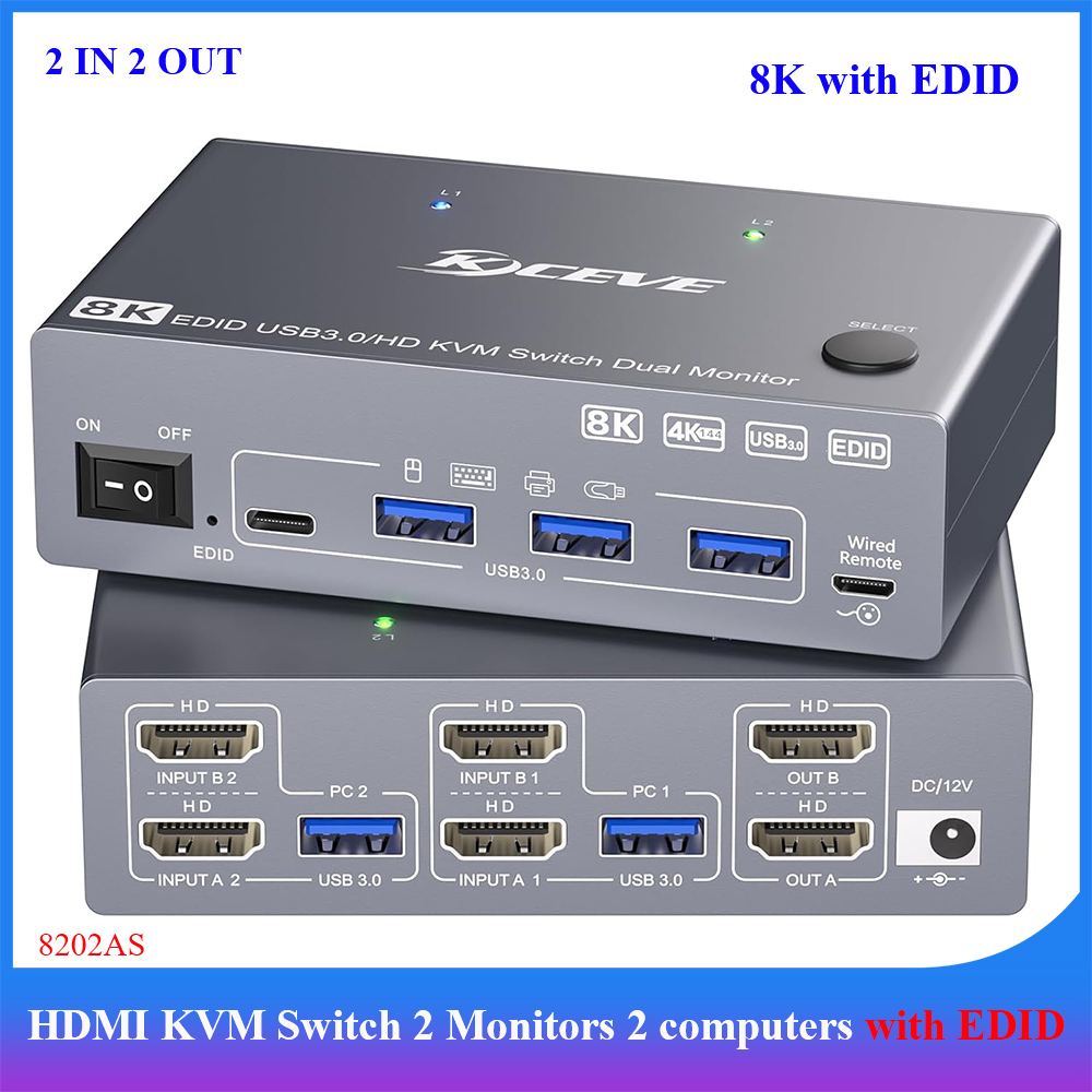 8K KVM Switch 2 Monitors 2 com - đánh giá và giá Kvm Switch Dual Monitor