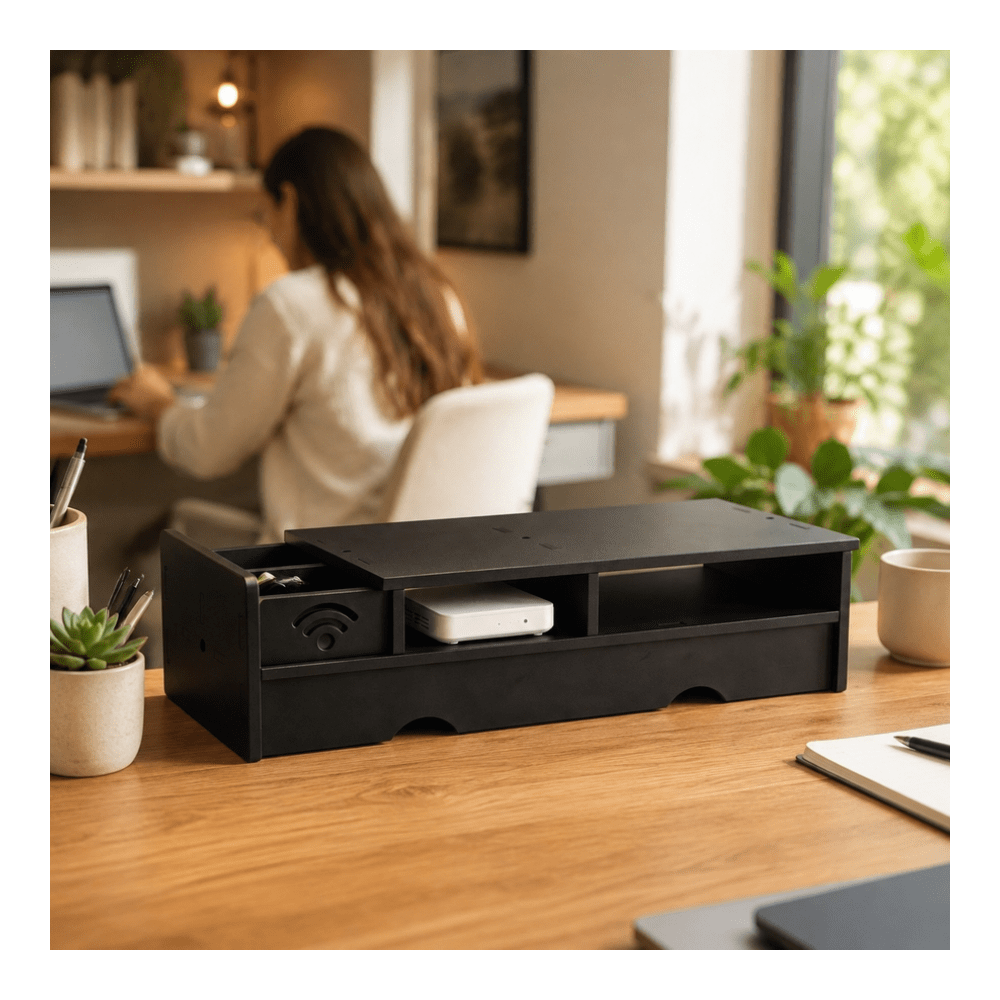 Black Matte WiFi Router Storag - đánh giá và giá Office Tech And Space