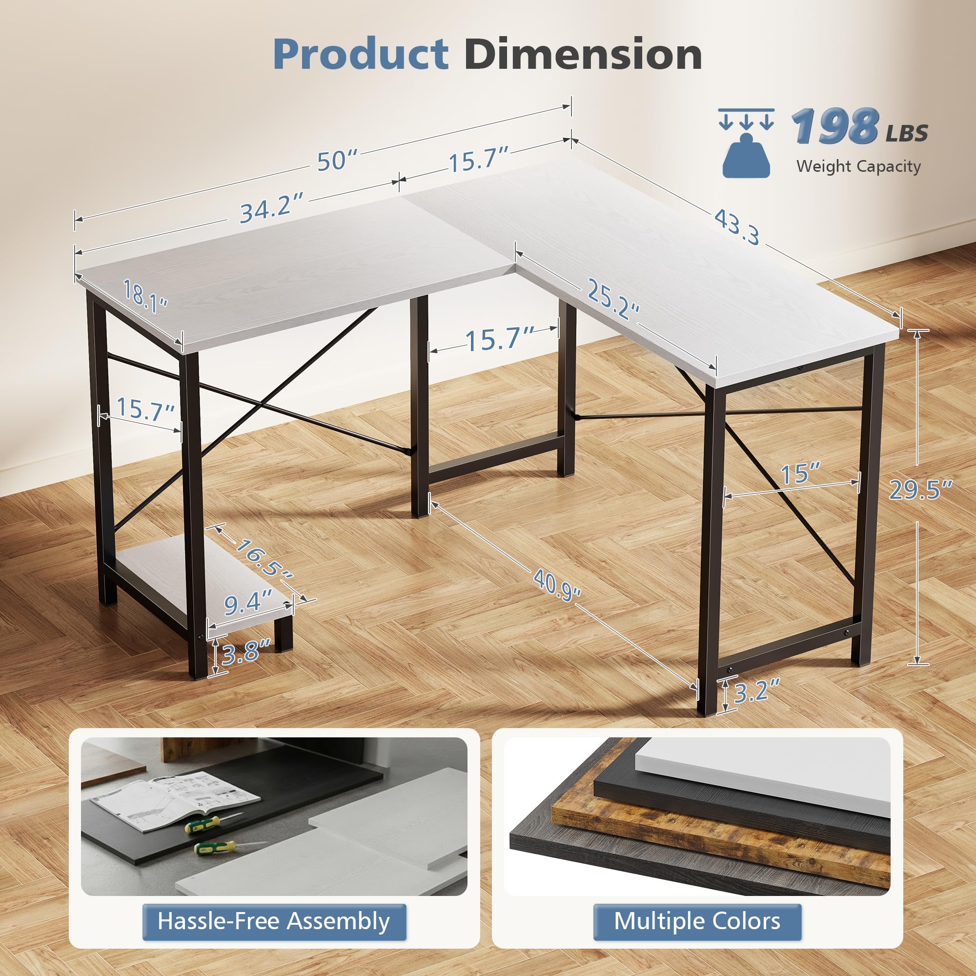 JHK 50 Inch L Shaped Desk Comp - đánh giá và giá Office Xp